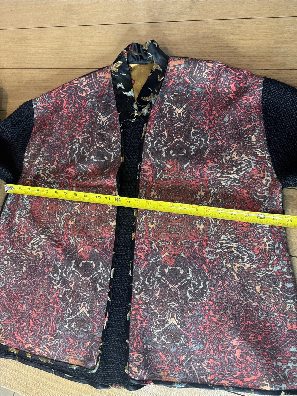 Vintage Wearable Art Mixed Textile Brocade Butterfly Jacket Cardigan - Picture 7 of 10